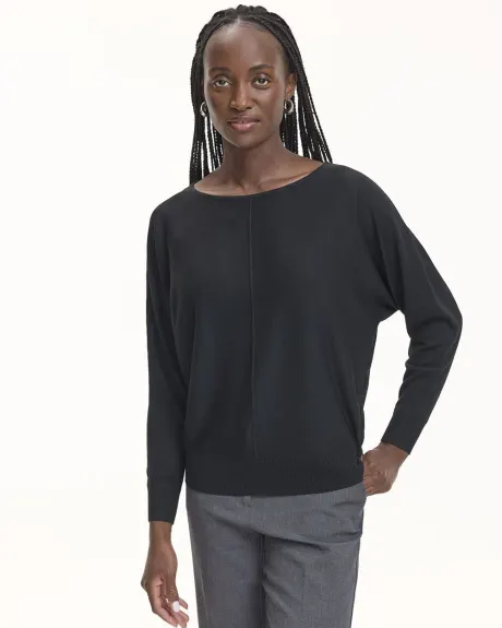 Long-Sleeve Boat-Neck Merino-Blend Sweater