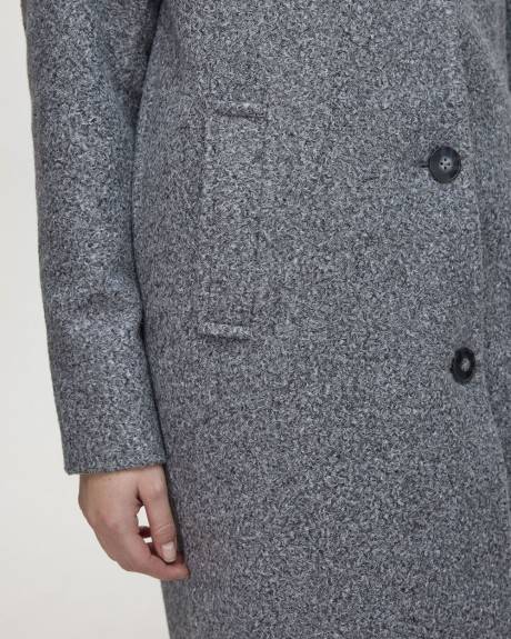 Oversized Bouclé Coat with Three-Button Closure