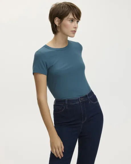 Short-Sleeve Crew-Neck Ribbed Tee