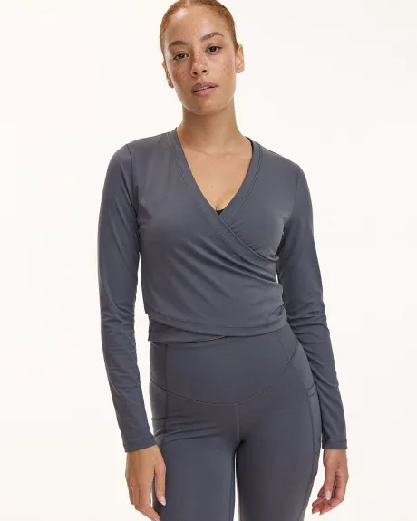 Long-Sleeve V-Neck Wrap Top - Hyba