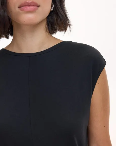 Extended-Sleeve Boat-Neck Top with Knot Detail