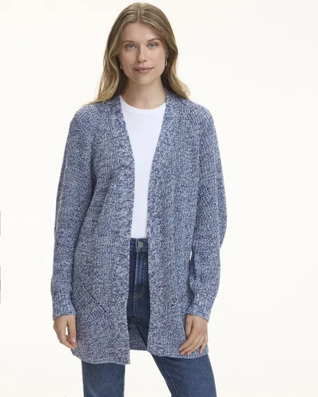 Long-Raglan-Sleeve Open Cardigan