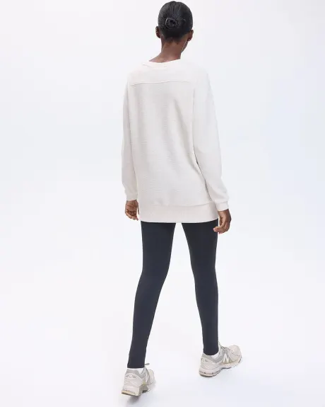 Long-Sleeve Crew-Neck Ottoman-Knit Tunic - Hyba