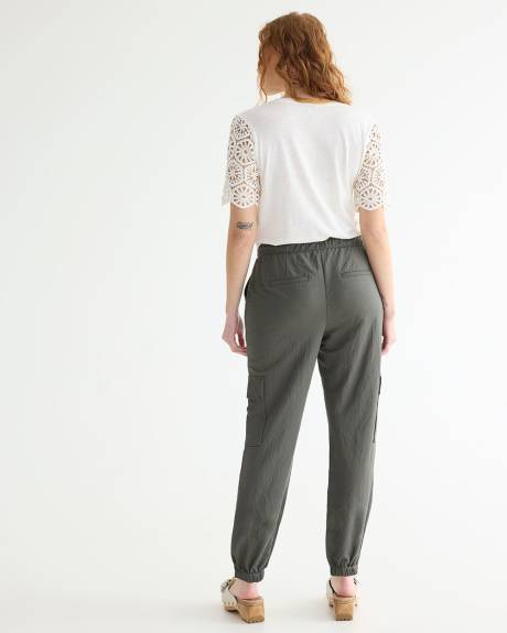 Pantalon jogger en tricot piqué à taille haute - Long