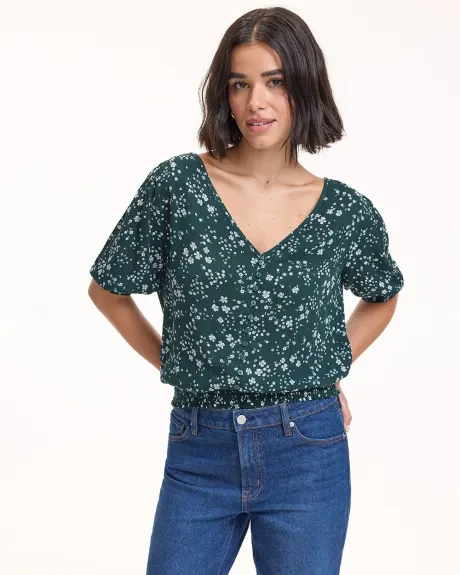 Blouse à manches 3/4 et col V