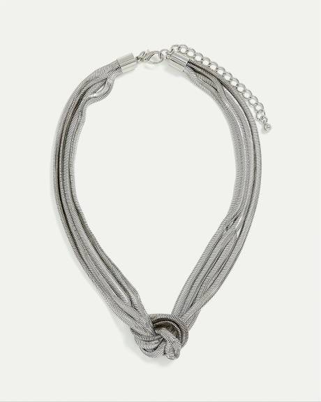 Short Necklace with Knotted Herringbone Chains