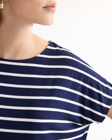 Short-Dolman-Sleeve Boat-Neck Tee