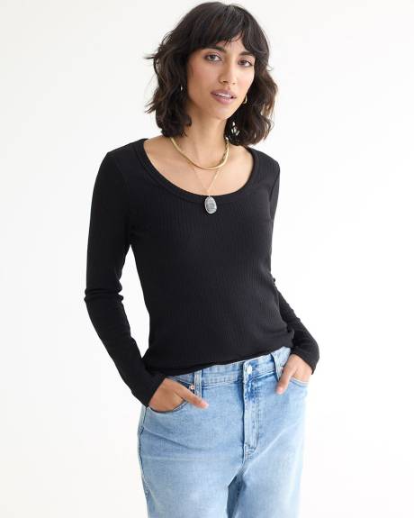 Long-Sleeve Scoop-Neck Top