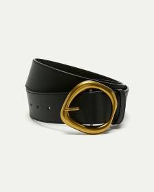 Large Faux Leather Belt with Statement Buckle