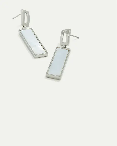 Stud Earrings with Rectangle Pendants