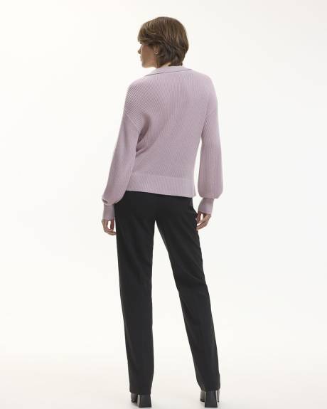 Long-Sleeve Cashmere-Blend Sweater with Johnny Collar