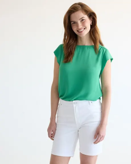 Cap-Sleeve Blouse with Crew Neckline - R Essentials