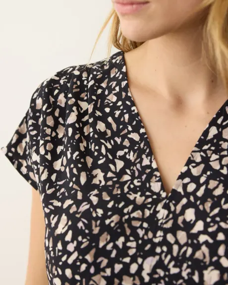 Short-Sleeve V-Neck Blouse