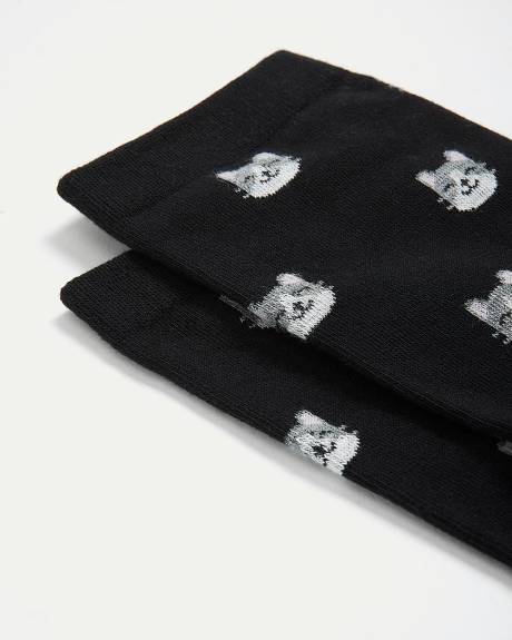 Cotton Crew Socks with Cats