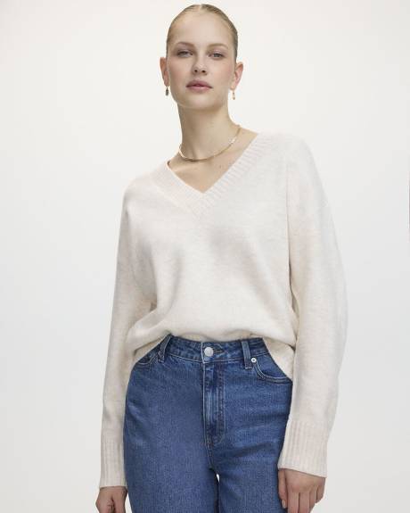 PlushSoft Long-Sleeve V-Neck Sweater