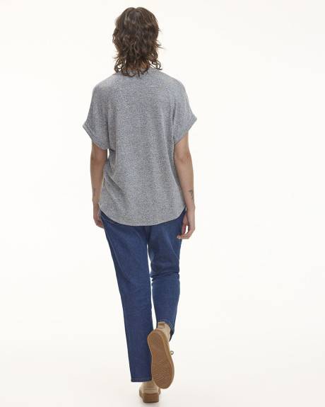 Extended-Sleeve Tee with Split Neckline