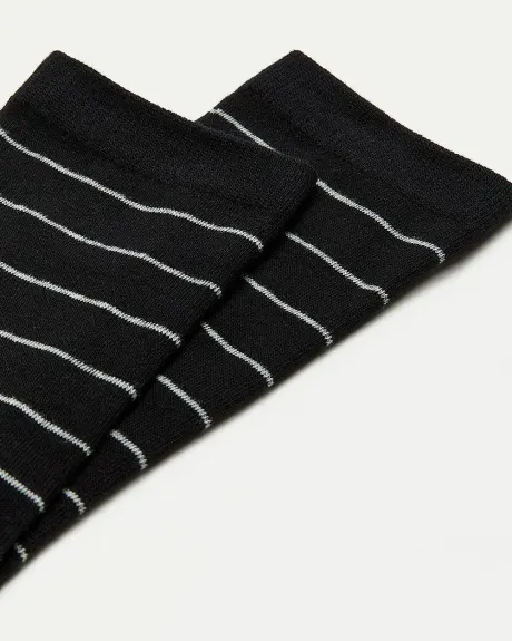 Cotton Crew Socks with Stripes