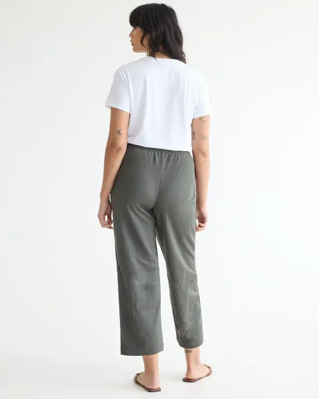 Wide-Leg Cropped Piqué Pant - Petite