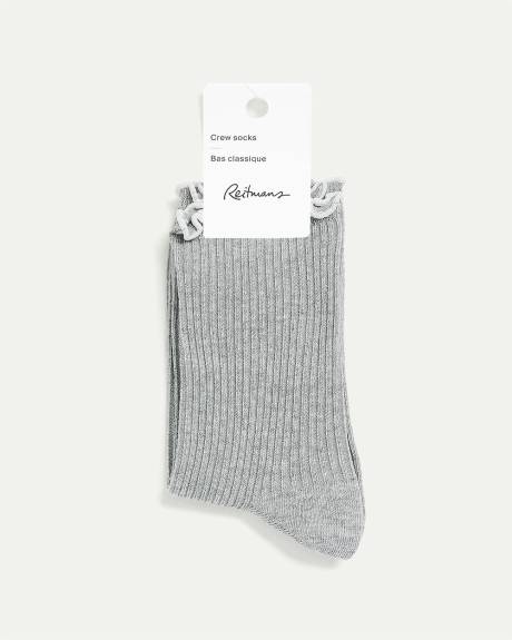 Textured-Knit Crew Socks with Ruffled Hems