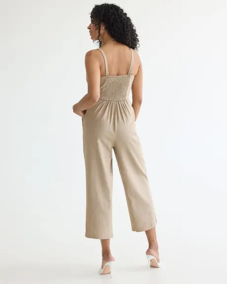 Straight-Leg Sleeveless Jumpsuit with Sweetheart Neckline