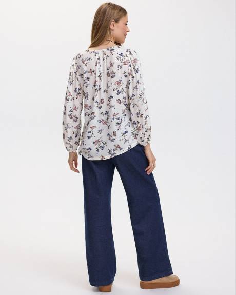 Blouse à manches 3/4 et col V