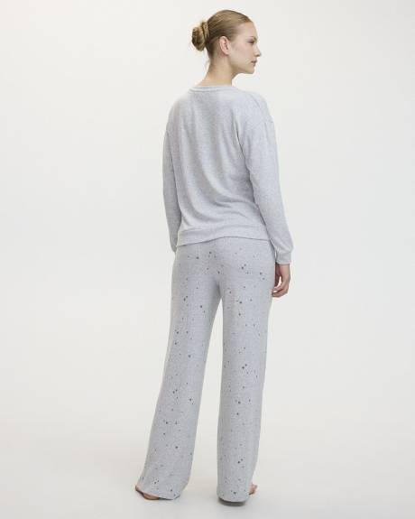 Long-Sleeve Crew-Neck Brushed Snit Pyjama Top - R Line