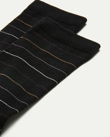 Cotton Crew Socks with Stripes