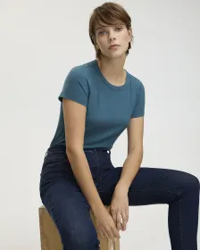 Short-Sleeve Crew-Neck Ribbed Tee