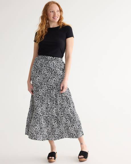 Pull-On Tiered Maxi Skirt