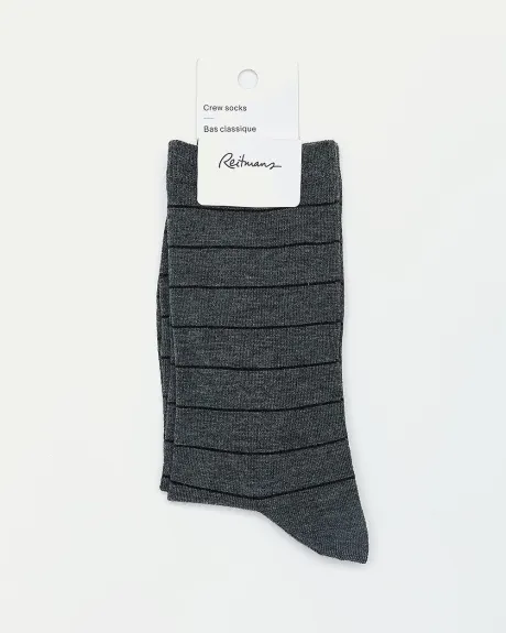 Cotton Crew Socks with Stripes