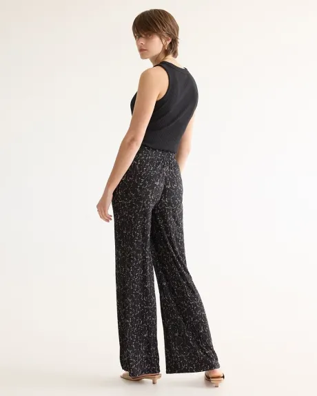 Pantalon en tricot à jambe large à taille haute - Petite