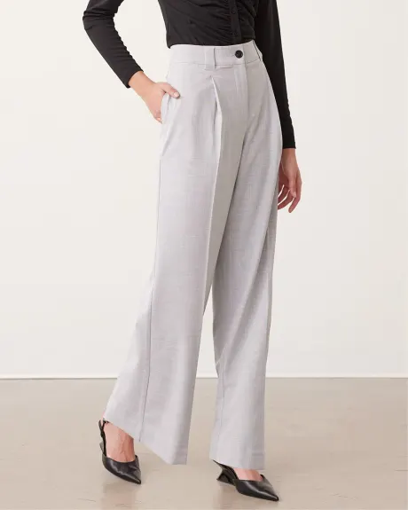 Crosshatch Wide-Leg High-Rise Pants - Petite