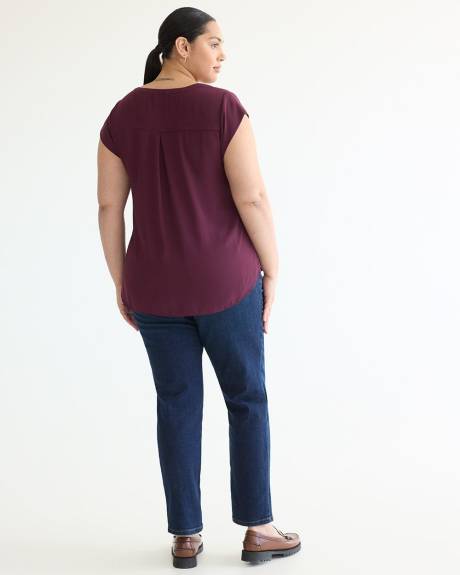 Cap-Sleeve Blouse with Split Neckline - R Essentials