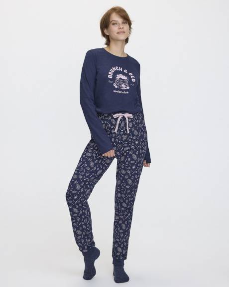 Long-Sleeve Top and Jogger Cotton Pyjama Set