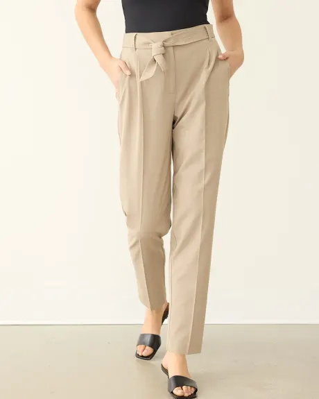 Tapered-Leg High-Rise Pant with Sash - The Timeless - Petite