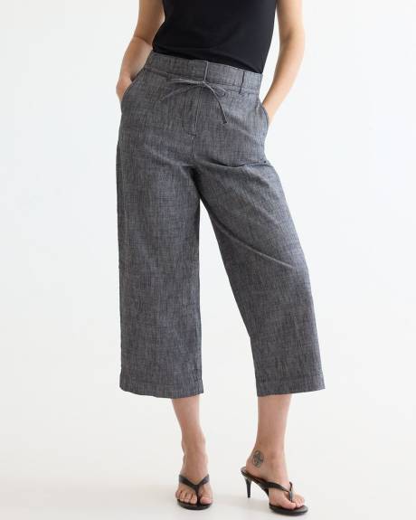 Wide-Leg Cropped Chambray Pant - Petite