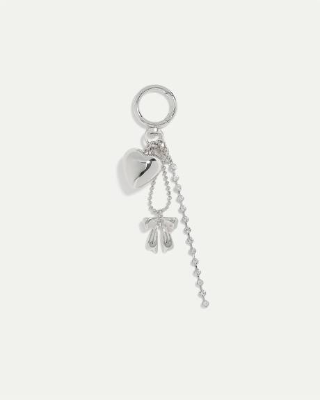 Keychain with Heart and Bow Charms