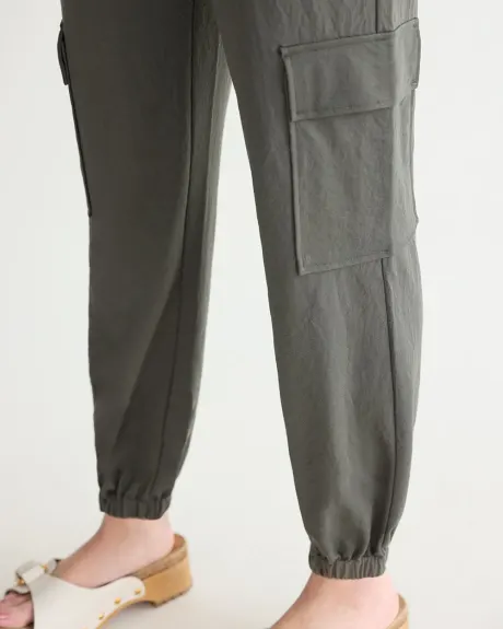 Pantalon jogger en tricot piqué à taille haute