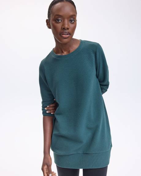 Long-Sleeve Crew-Neck Ottoman-Knit Tunic - Hyba