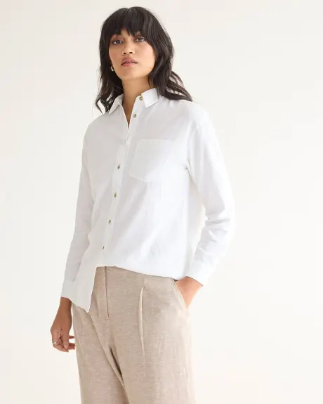 Blouse boutonnée en lin à manches longues