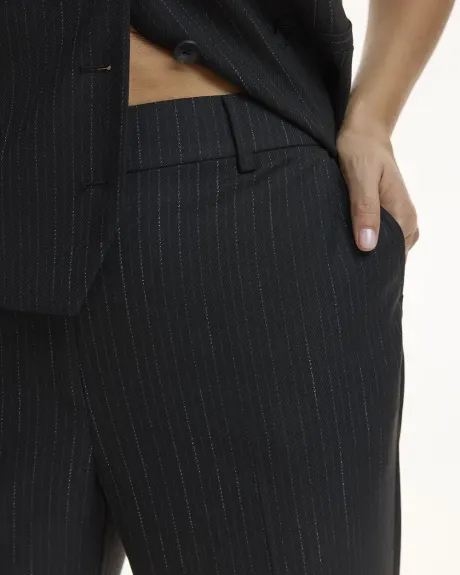 Straight-Leg High-Rise Pinstripe Pant - Petite