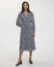 Robe midi à manches longues et col V