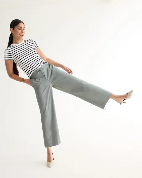 Wide-Leg Cropped High-Rise Poplin Pant