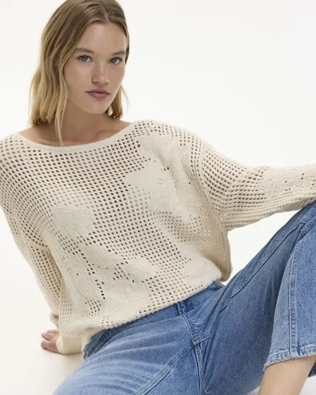 Long-Sleeve Pullover with Open Stitches