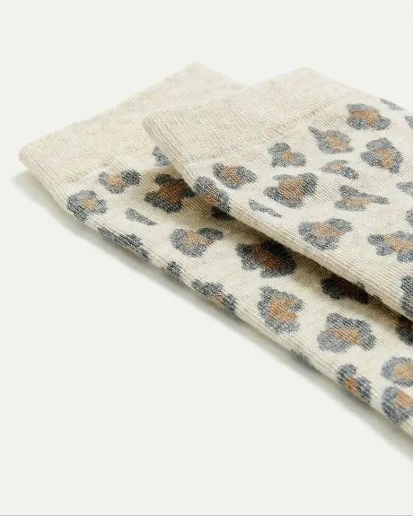 Cotton Socks with Leopard Print