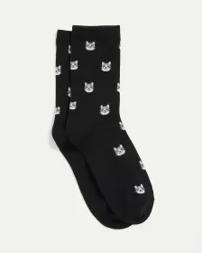 Cotton Crew Socks with Cats