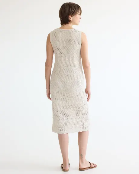 Sleeveless Bodycon Sweater Dress with Open Stitches