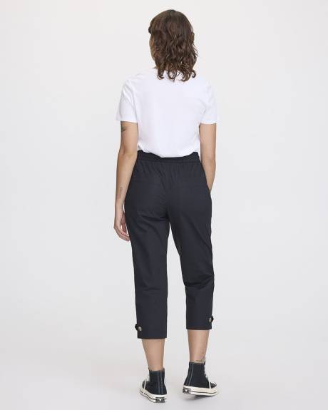 Pantalon capri à taille haute et jambe droite en popeline