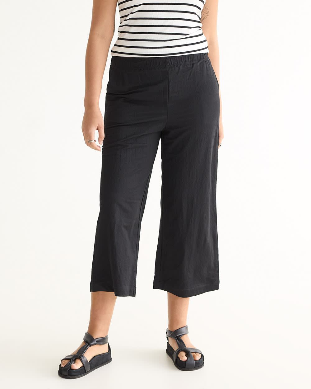 Wide-Leg Cropped Piqué Pant - Petite