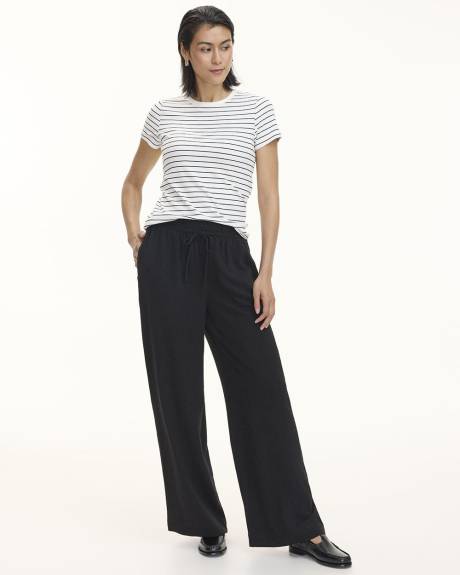 Pantalon en mélange de lin à jambe large - Petite